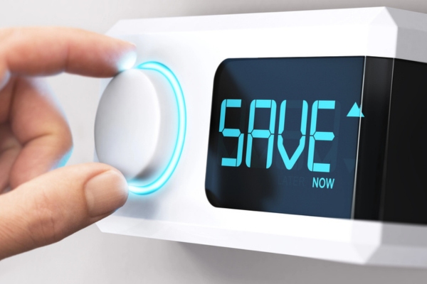 SAVE now displayed on a digital thermostat