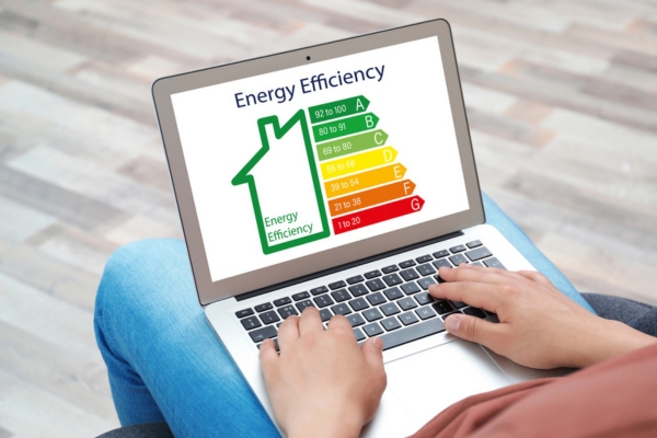 energy efficiency displayed on a laptop depicting air conditioner