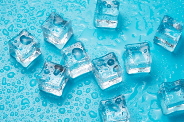 ice cubes with water drops depicting heating oil freezing point