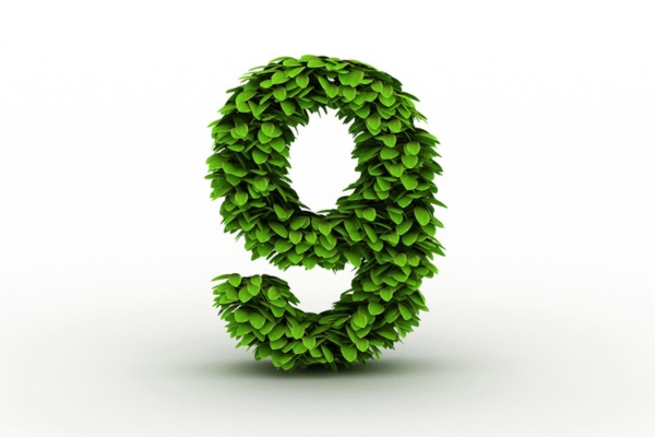 number 9 made of leaves depicting 9 features to look for in a standby generator