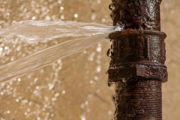 pipe bursting and leaking water depicting furnace leaks